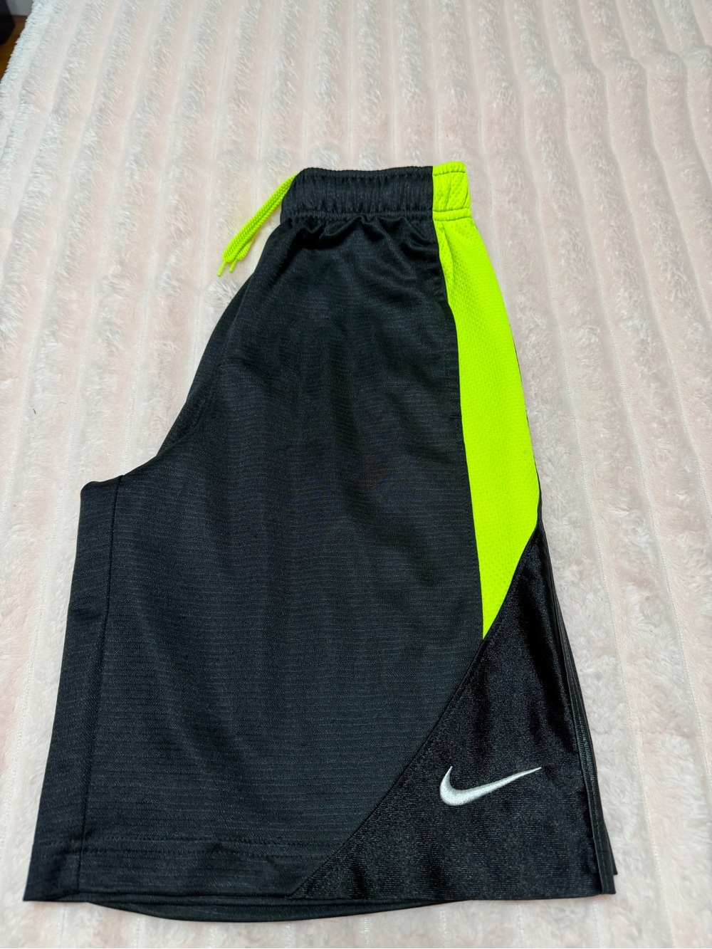 Nike Black with Neon Green Accent Kids Athletic Shorts